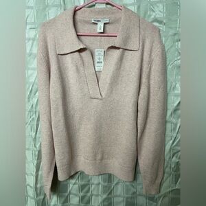 White House Black Market NWT Soft Pink V-Neck Sweater Size Small